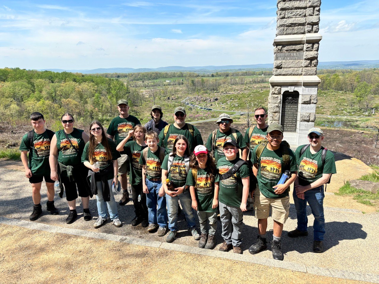 Troop 305 group at Gettysburg
